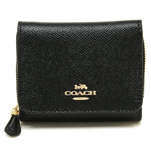 Coach Small Trifold Wallet In Crossgrain Leather Black - Warong